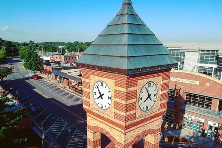 This is an image of downtown overland park clock tower home