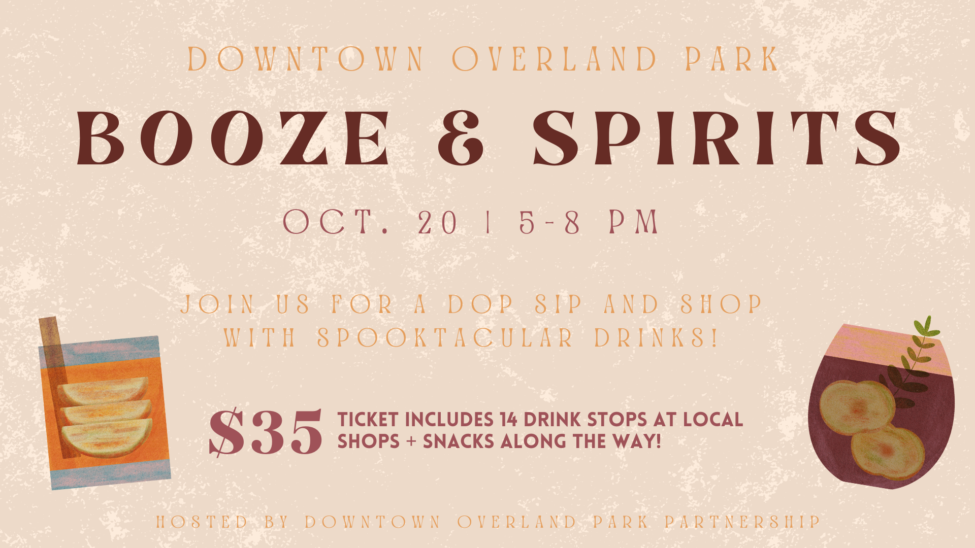 This is an image of booze spirits sip shop fb event cover
